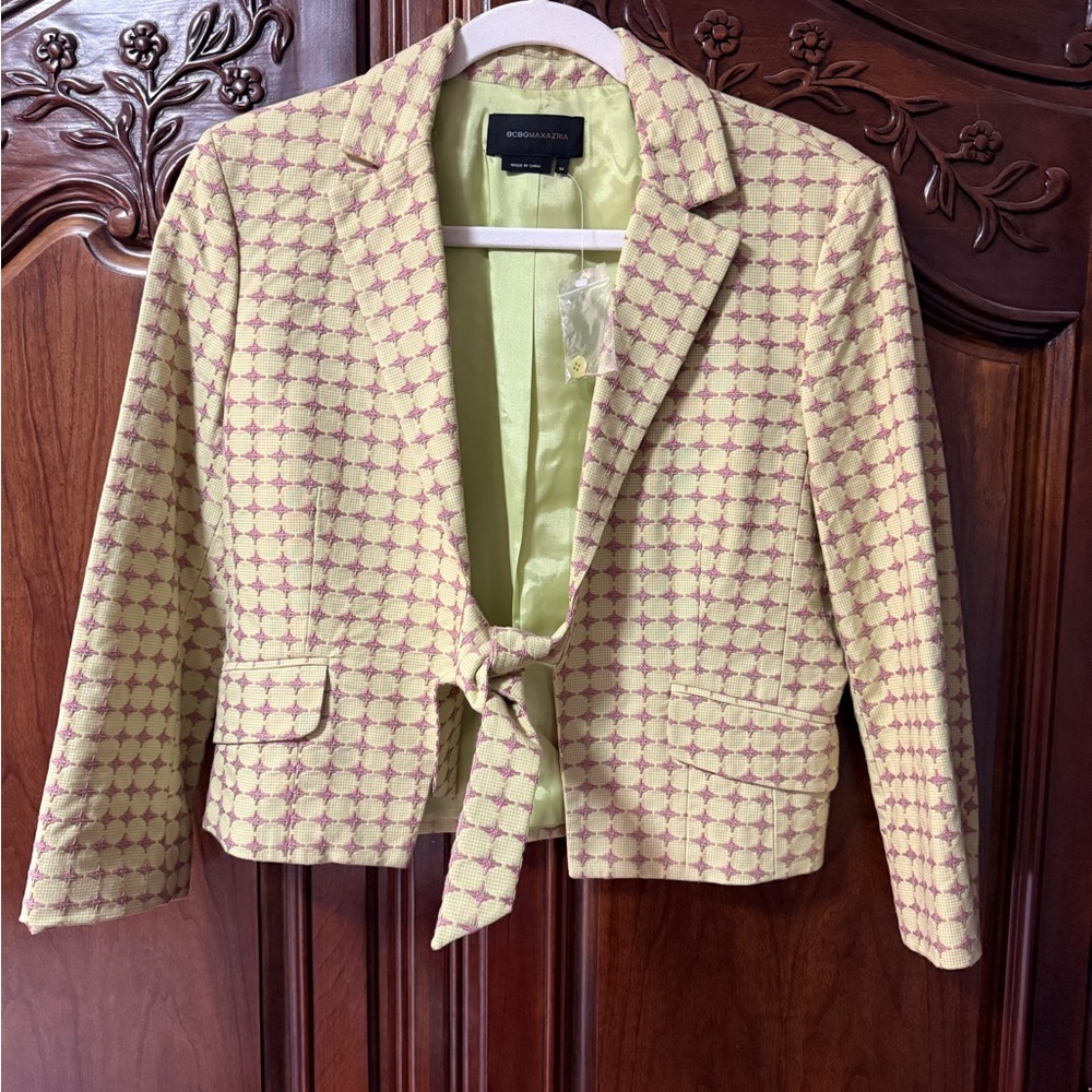 Vintage Geometric Patterned Jacket - Green and Purple